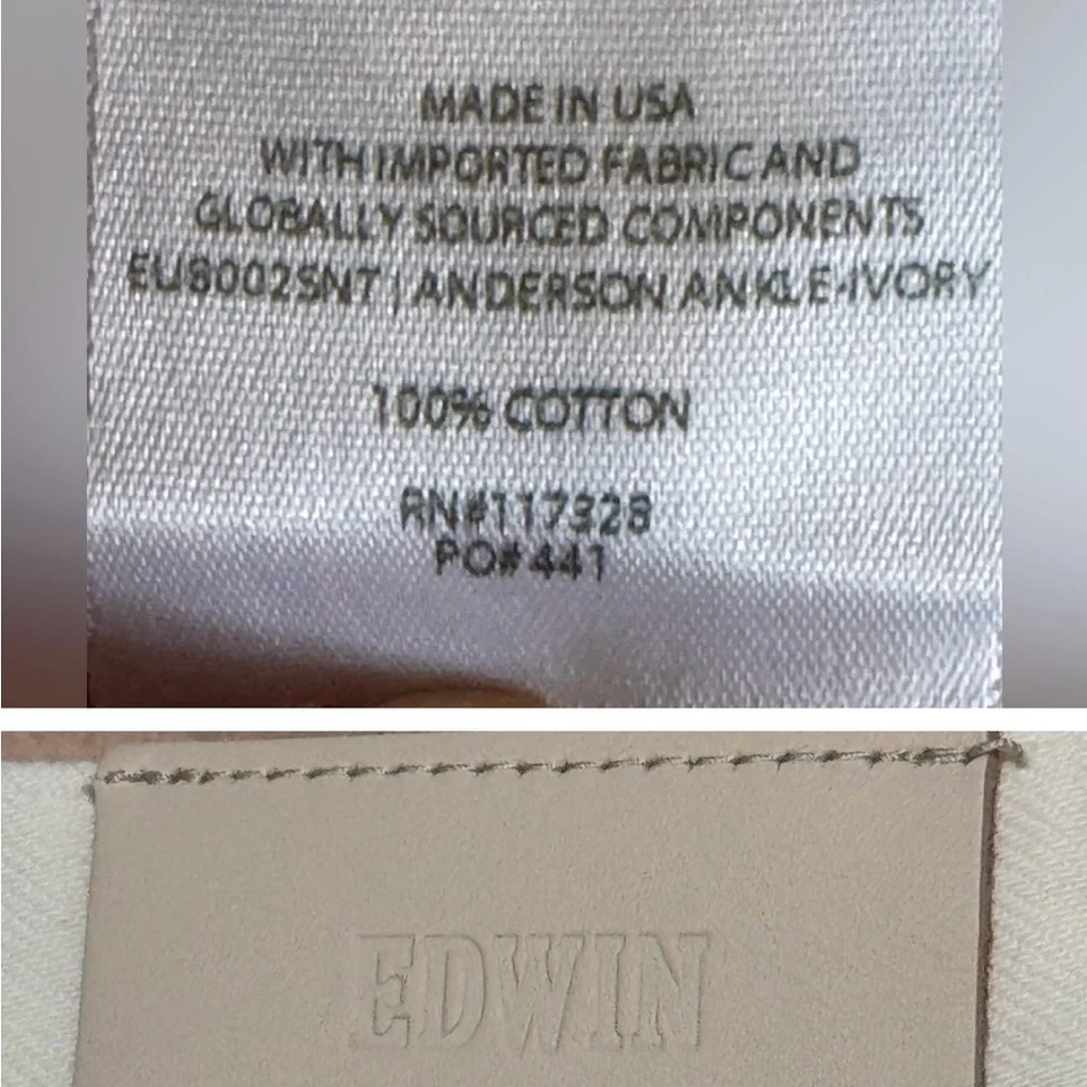 🎉HP🎉Anthropology Edwin Anderson Ankle Ivory Straight Cropped High Rise Size 28 - Picture 4 of 4